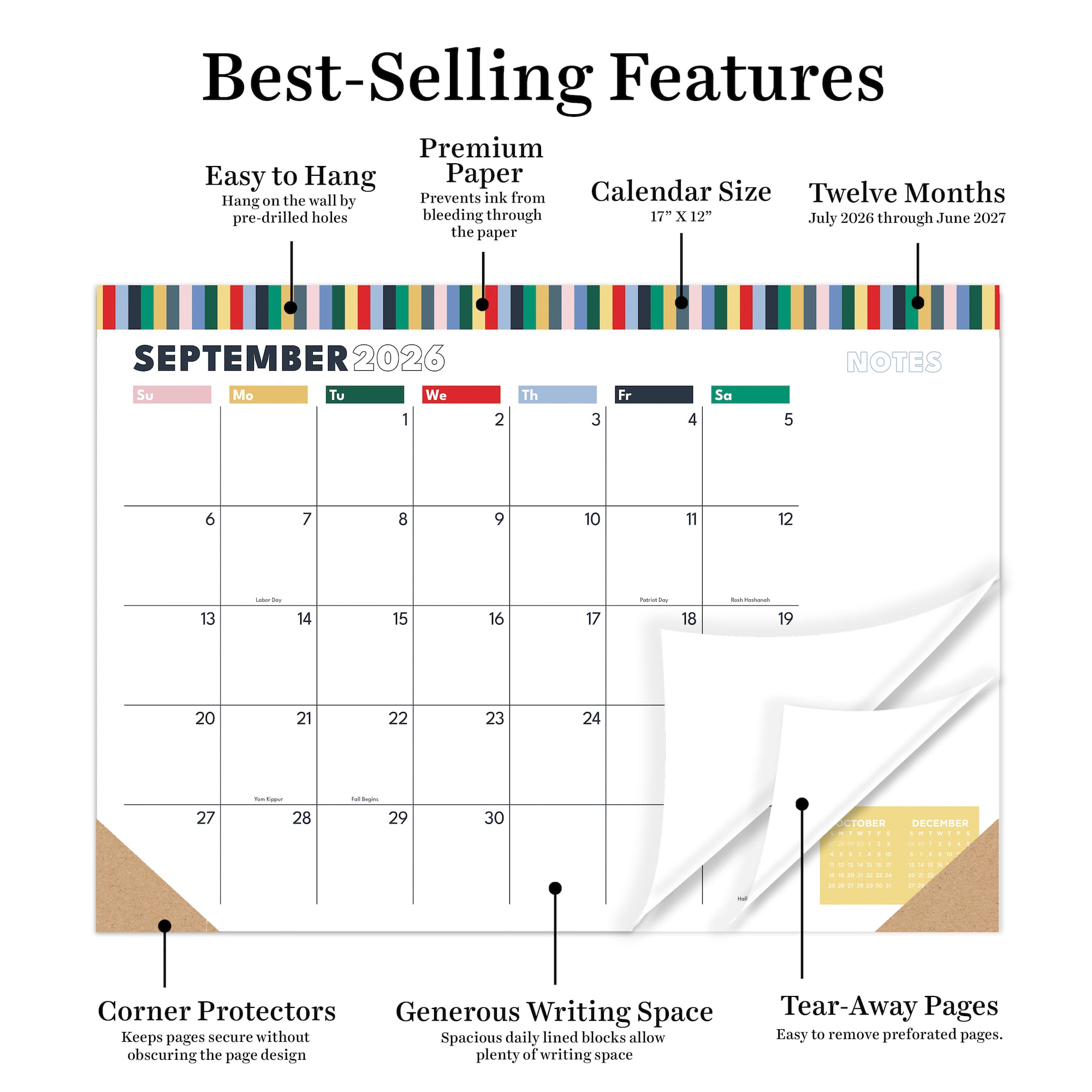 TF Publishing 2026-27 Long Weekend Desk Pad Monthly Blotter Calendar